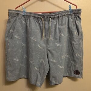 Men's Surf-Print Light Blue Shorts with Drawstring. Marsh Wear 2XL. NWOT